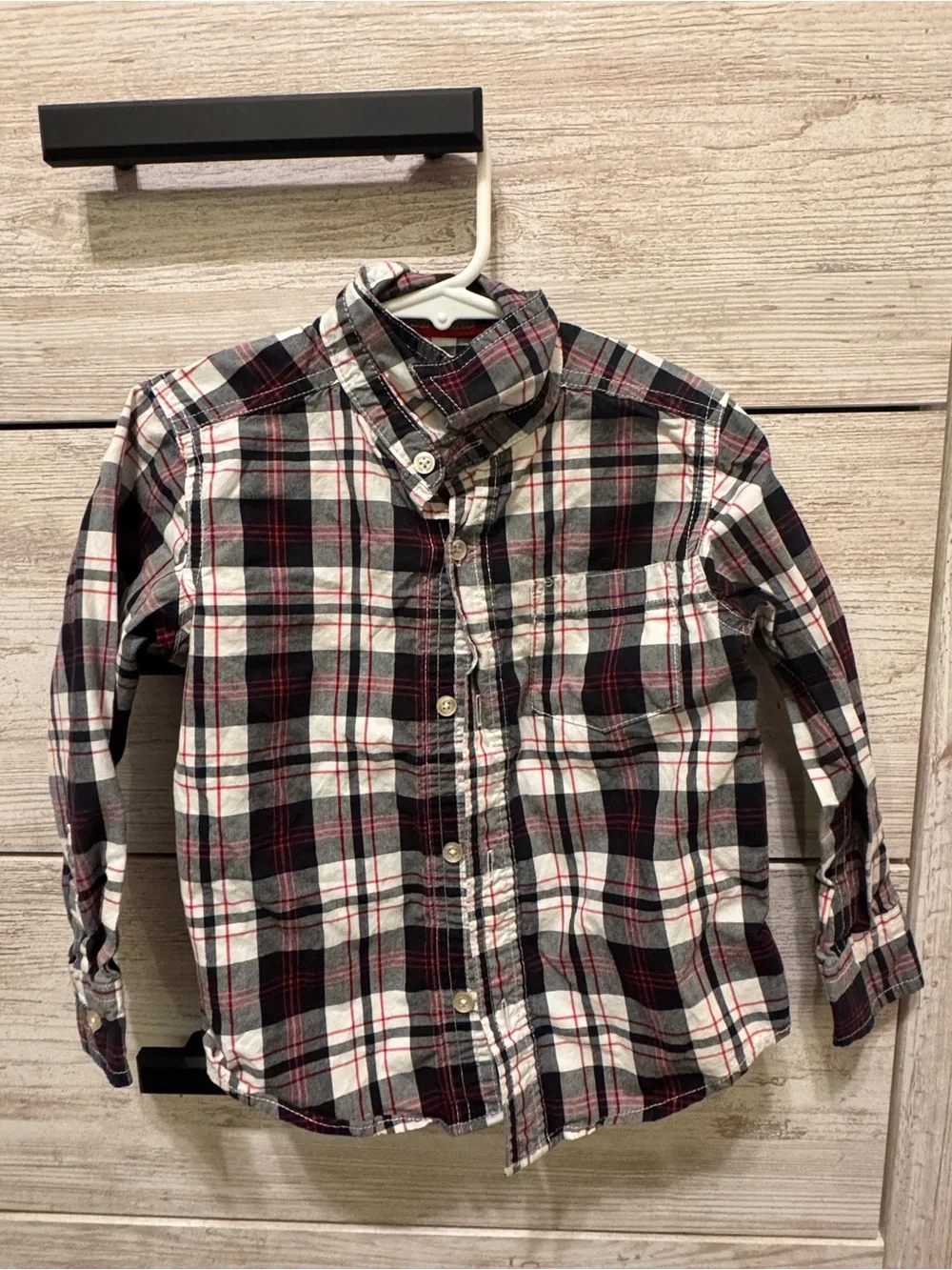 Carter's Plaid Button-Down Shirt - Black, White & Red